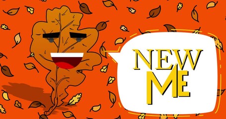 Poster - Autumn Leaf with New Me text in speech bubble.