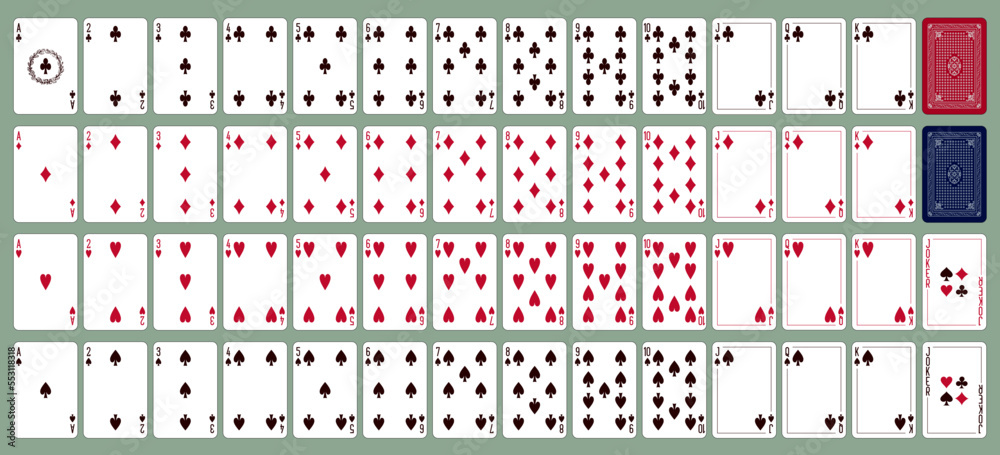 Full deck printable vector playing cards minimalist classic design Stock Vector | Adobe Stock for Free Printable Deck Of Cards