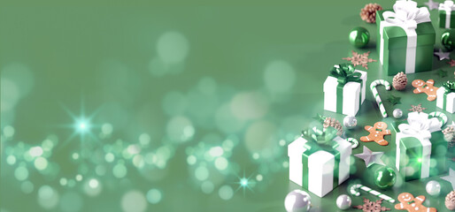 Wall Mural - christmas background with christmas decoration - 3d rendering