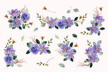 Purple Flower Arrangement Watercolor Collection