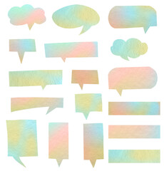 Aufkleber - Set of speech bubbles paper pastel colors stickers mock up. Blank tags labels of different shapes, isolated on white background