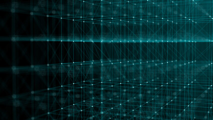 Wall Mural - Abstract plexus blue geometry background. Digital technology network connection concept. 3D rendered illustration.