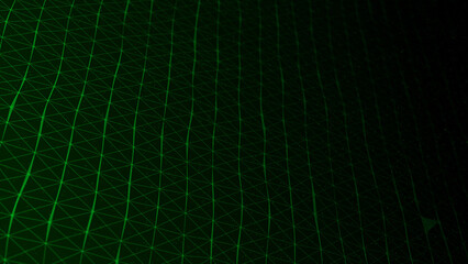 Aufkleber - Futuristic wave with lines and dots. Abstract background with a dynamic wave. Particle placement with hanging dots in space. Large data background. 3d rendering.
