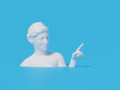 © nuchao - 3d render of human sculpture with hand gesture, pointing up finger.
