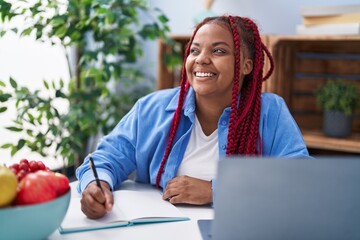 Sticker - African american woman smiling confident studying at home