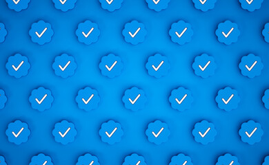 blue checkmark logo account subscription 3d render