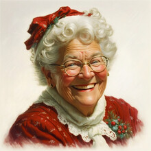 Illustration Of Happy Mrs Santa, Digital Art