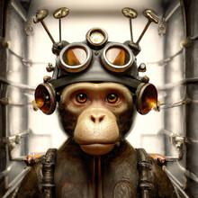 Steampunk Monkey Generative Ai Illustration
