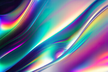 Wall Mural - Background of abstract holographic rainbow foil iridescence Generative AI
