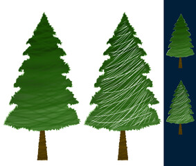 Poster - Christmas Tree Set Of Two Green Texture 