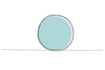 Continuous one line drawing of blue circle. Round frame sketch outline on white background. Doodle vector illustration/ Black hole.