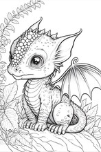 Baby Dragon Coloring Page, Generated Image