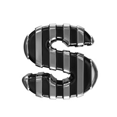 Black with silver vertical straps. letter s