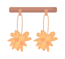Poster - Wisps hanging on rack semi flat color vector object. Bathroom accessories. Editable elements. Full sized items on white. Simple cartoon style illustration for web graphic design and animation