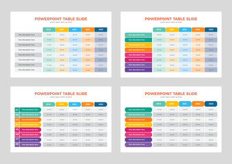 PowerPoint Table Layout, 4 Different Table Format, PowerPoint Table Vector, Creative Table Layout