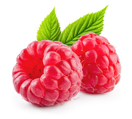 Canvas Print - Raspberry. Fresh raw berries isolated on white background.