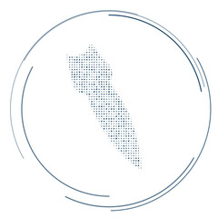 Poster - The falling rocket symbol filled with dark blue dots. Pointillism style. Vector illustration on white background