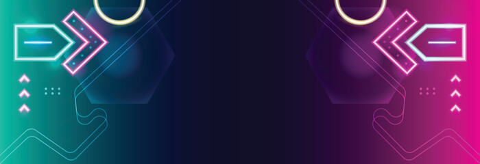 Poster - Abstract geometric glowing neon light banner template background