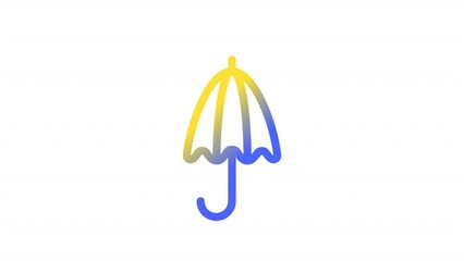 Poster - Animated umbrella gradient ui icon. Financial protection. Seamless loop HD video with alpha channel on transparent background. Line color user interface symbol motion graphic animation