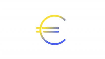 Poster - Animated euro gradient ui icon. European currency. Economics. Seamless loop HD video with alpha channel on transparent background. Line color user interface symbol motion graphic animation