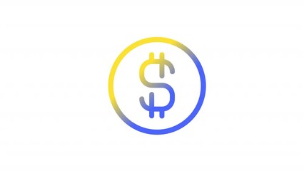 Poster - Animated cent gradient ui icon. Payment. Banking and finance. Seamless loop HD video with alpha channel on transparent background. Line color user interface symbol motion graphic animation
