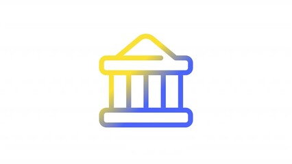 Poster - Animated banking gradient ui icon. Financial institution. Seamless loop HD video with alpha channel on transparent background. Line color user interface symbol motion graphic animation