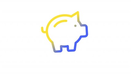 Poster - Animated piggy bank gradient ui icon. Personal account. Seamless loop HD video with alpha channel on transparent background. Line color user interface symbol motion graphic animation