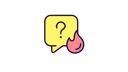 Poster - Animated hot question color icon. Urgent problem solving. Persistent request. Seamless loop HD video with alpha channel on transparent background. Simple filled line motion graphic animation
