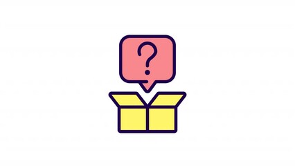 Poster - Animated quiz color icon. Out-of-the-box question. Thinking puzzle and riddle. Seamless loop HD video with alpha channel on transparent background. Simple filled line motion graphic animation