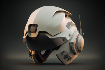 Wall Mural - This digital image depicts a future military helmet. Generative AI
