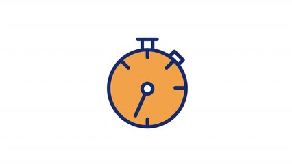 Poster - Animated stopwatch color icon. Countdown tool. Precise measurement. Sport timer. Seamless loop HD video with alpha channel on transparent background. Simple filled line motion graphic animation