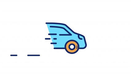 Sticker - Animated car color icon. Motor vehicle. Fuel and electric automobiles. Transportation. Seamless loop HD video with alpha channel on transparent background. Simple filled line motion graphic animation