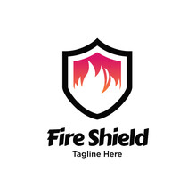 Fire Shield Logo Design Vector Template. Shield Fire Logo Concept 