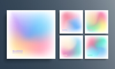 Aufkleber - Set of light blurred multicolored backgrounds with soft color gradients. Color graphic templates collection for your graphic design. Vector illustration.