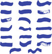Set of blue paint stroke brushes for ard design