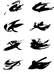 Wall Mural - Black ink stroke brushes for art painting. Black paint lines isolated on white