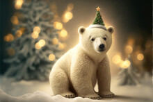 Cute Polar Bear Christmas, Generative AI