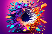 Abstract Geometric Background Explosion Power Design, 3D Illustration