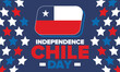 © Iuliia Pilipeichenko - Chile Independence Day. Happy national holiday Fiestas Patrias. Freedom day. Celebrate annual in September 18. Chile flag. Patriotic chilean design. Poster, card, banner, template, background. Vector