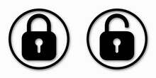 Set Of Lock Icons, Lock Icon. Safety Symbols. Vector Illustration. Close And Open Lock Padlock Symbols. Sign Of Locked And Unlocked Padlock.