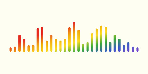 Wall Mural - Audio wave. Multicolored rainbow icon sound song. EQ. Podcast wave. Symbols on isolated background. Voice message. Vector illustration.