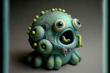 Cute baby alien creature toy Generative AI