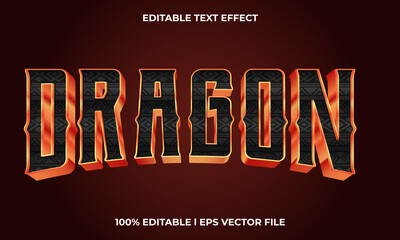 Poster - dragon text effect editable modern lettering typography font style, game 3d text for tittle.