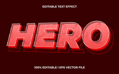 Poster - hero text effect editable modern lettering typography font style, trendy 3d text for games