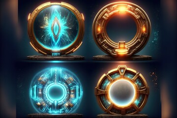 Leinwandbilder - Fantastic Circle portals, holograms teleport gadgets. ai