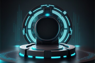 Poster - Fantastic Circle portals, holograms teleport gadgets. ai