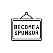 Become A Sponsor Line Icon. Business Crowdfunding And Finance