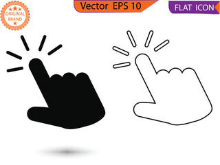 Wall Mural - Cursor Hand icons, click, vector icons. Editable Stroke. Stock vector. Hand icon vector. hand vector icon, palm
