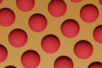 Fototapete - 3d render.Closeup view of red balls pattern on isolated orange background.