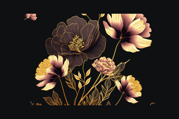 Wall Mural - luxury gold floral background . beautiful print for your decor and design vector illustration